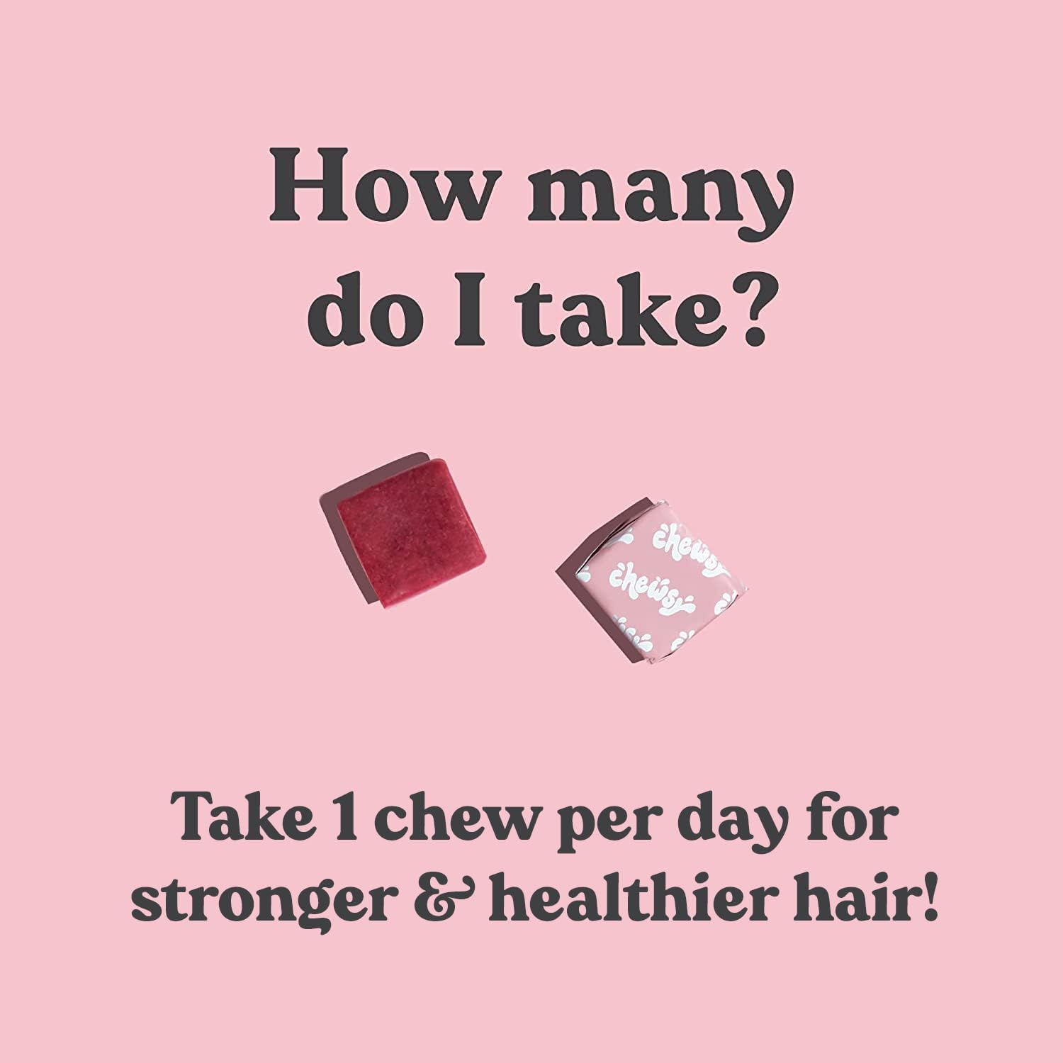 Chewsy - Beautiful Hair Chews - Supports Stronger, Healthier Hair, Biotin, Vitamins C, A, B12, D3, Goji Berry - 6-Day Supply - görsel 3
