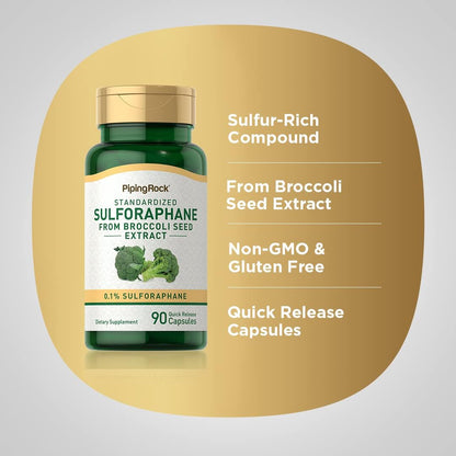 Piping Rock Sulforaphane Food Supplement Capsules, 400mcg, 90 Capsules