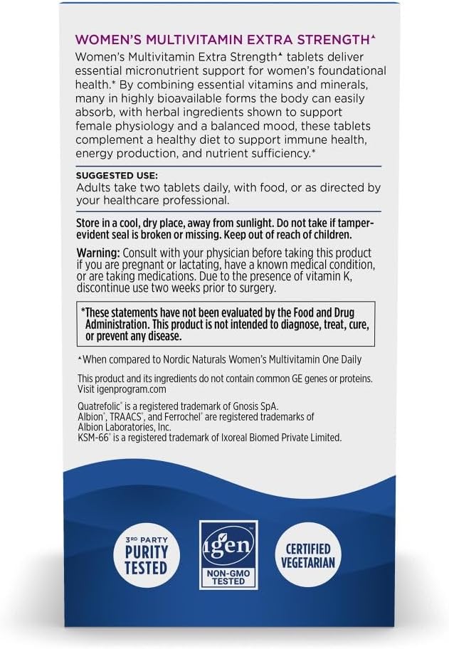 Nordic Naturals Women's Multivitamin Extra Strength - 60 Tablets - görsel 6