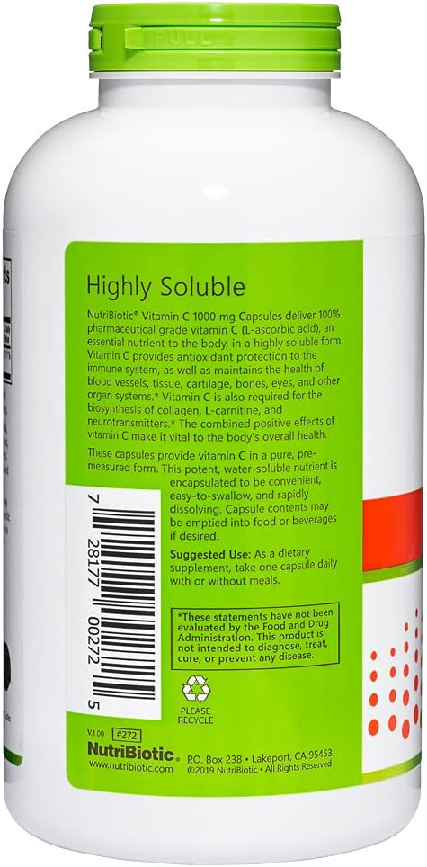 NutriBiotic Vitamin C 1000 mg Capsules – 500 Capsules - görsel 2