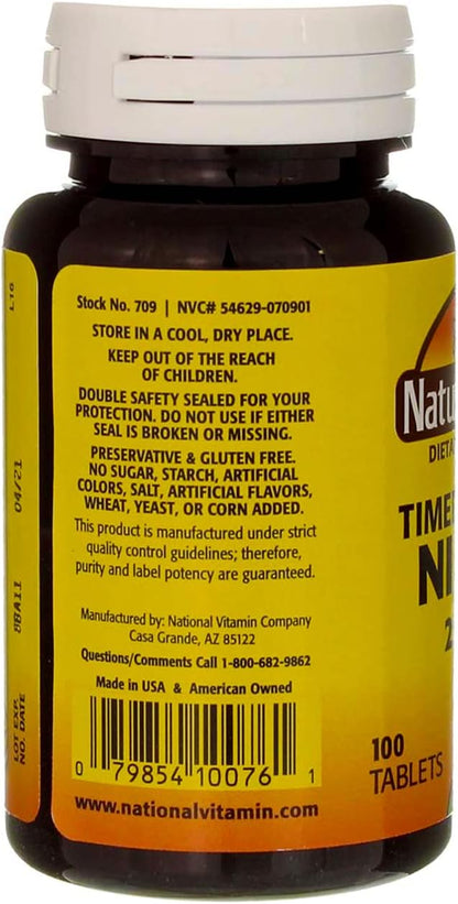Nature's Blend Niacin Timed Release 250 mg – 100 Tablets