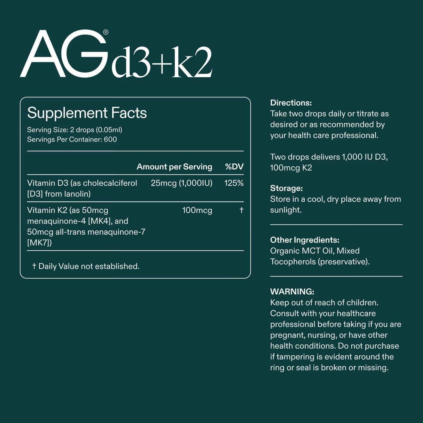 AG1 Vitamin D3 & K2 Liquid Drops - görsel 2