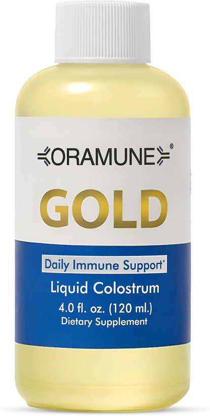 Oramune Gold Immune Support Supplement with Transfer Factor and Pure Colostrum Gold Liquid Bovine Colostrum – Rich in Lactoferrin, Insulin-Like Growth Factor-I (IGF-I) for Immune Strength – 118 ml