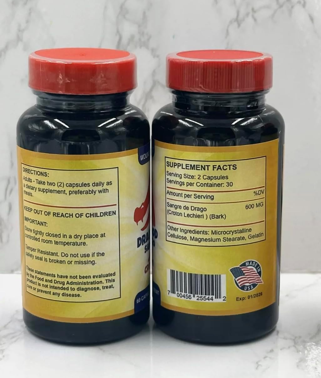 Dragon's Blood Resin Extract - Croton Lechleri - 500mg, 60 Capsules - görsel 2
