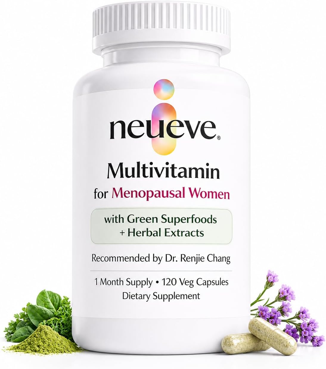 NeuEve Menopause Support Multivitamin for Women, Hormone-Free Daily Multivitamin to Support Whole Body & Intimate Health with Green Superfoods | 30-Day Supply | Vegan Capsules | 120 Capsules - görsel 1
