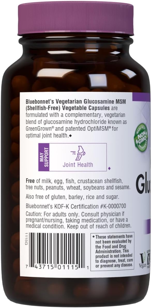 BlueBonnet Vegetarian Glucosamine Plus MSM Supplement, 120 Vegetable Capsules - görsel 3