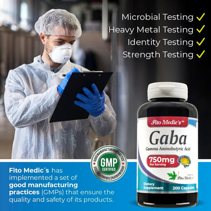 Lab GABA Capsules – 200 Capsules – 750 mg GABA per Serving