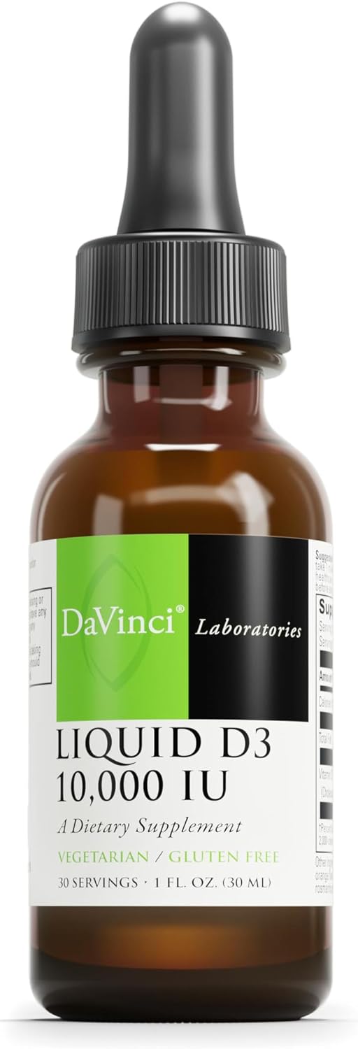 DAVINCI Labs Liquid D3 1,000 IU – Vitamin D Supplement for Bone, Immune & Heart Health – Gluten-Free, Vegetarian – 30 ml (30 Servings) - görsel 1