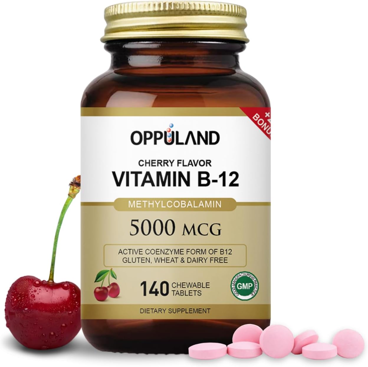 Oppuland Methyl B-12 5000mcg with Folate - Sublingual Tablets - Vegan Energy Support - 140 Tablets - görsel 1