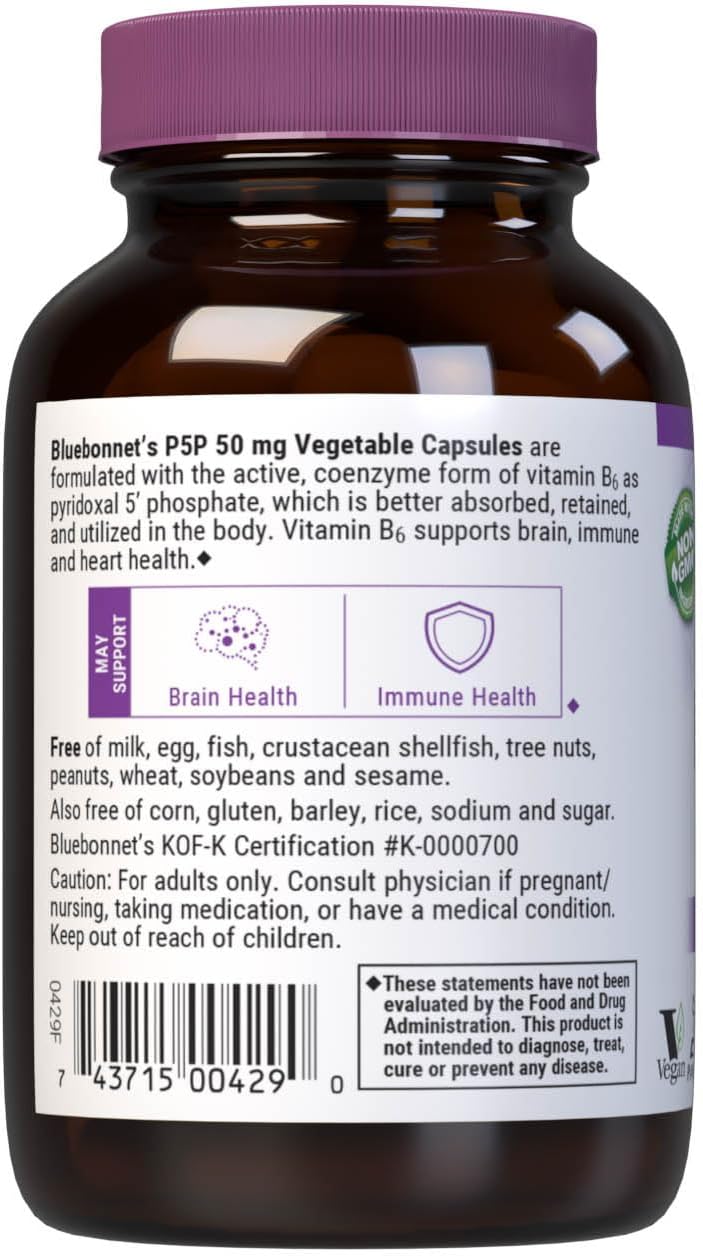 Bluebonnet Nutrition CellularActive P-5-P 50 mg, 90 Vegetarian Capsules - görsel 3