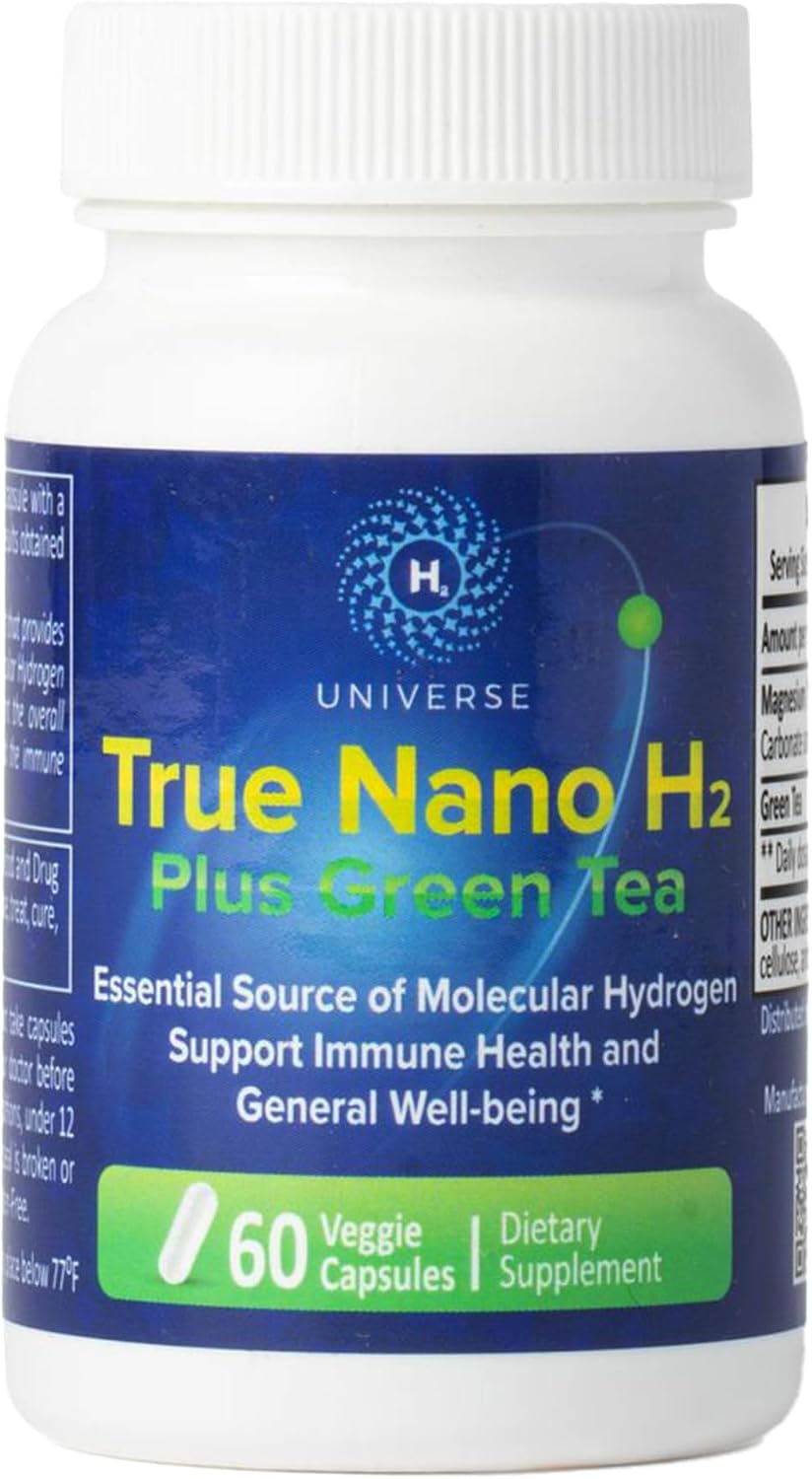 True Nano H2 with Green Tea - Molecular Hydrogen Capsules, Energy and Antioxidant Support, 60 Capsules - görsel 1