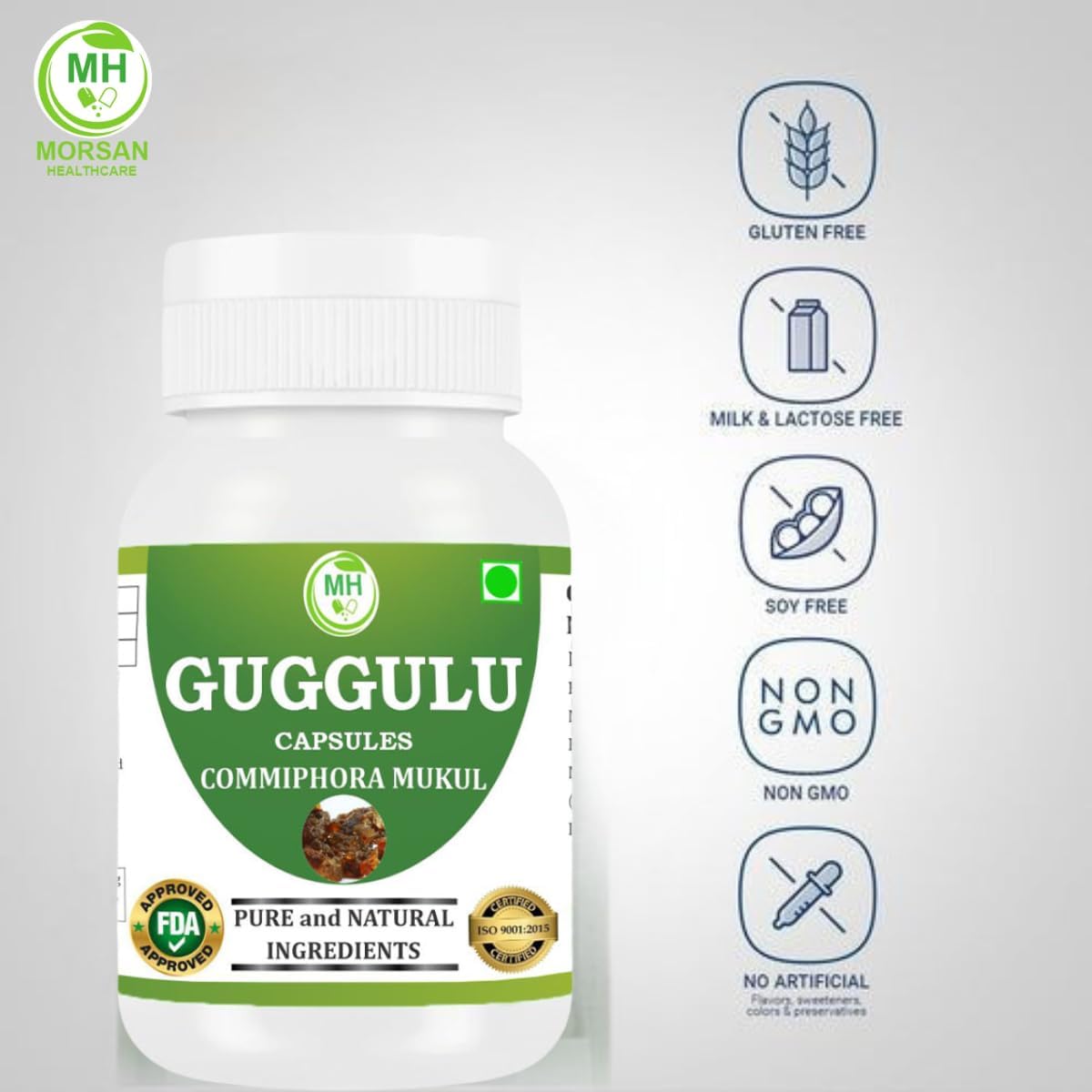 Guggulu (Commiphora Mukul) Vegetarian Capsules, Pack of 2 x 60 Capsules - görsel 4