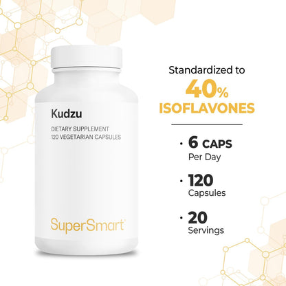 Supersmart Kudzu Extract 500 mg Full Spectrum - Herbal Antioxidant Supplement - Non-GM & Gluten-free - 120 Vegetarian Capsules