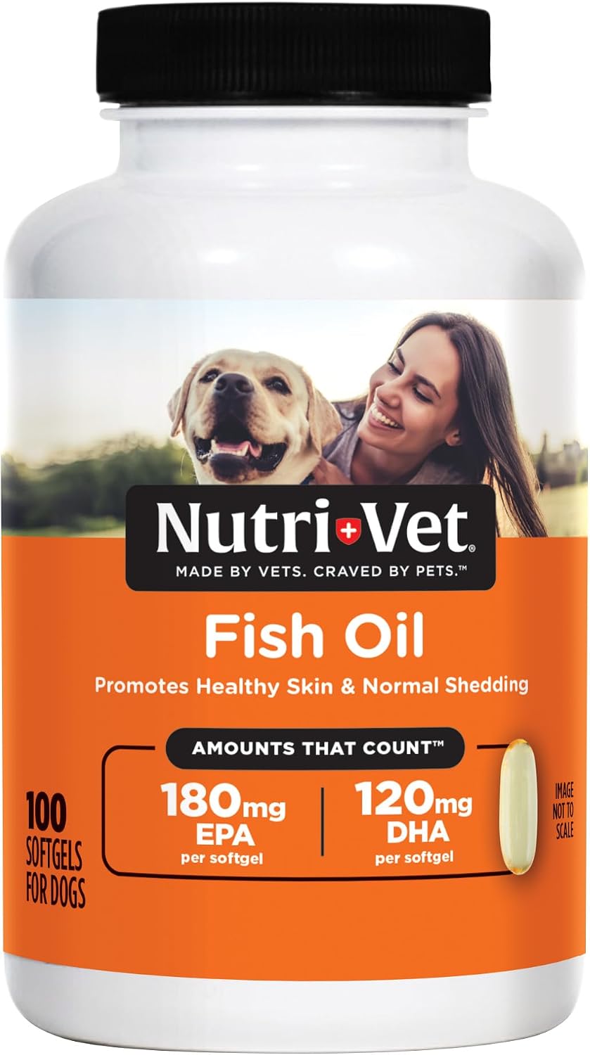 Nutri-Vet Fish Oil Supplement for Dogs – Omega-3 EPA DHA, 100 Softgels - görsel 1