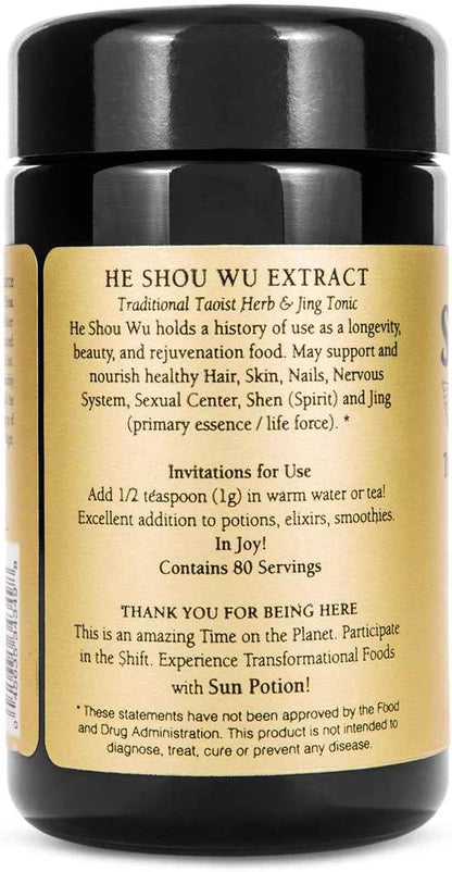 Sun Potion He Shou Wu Powder 10:1 Extract – Fo-Ti Root (Polygonum Multiflorum) Herbal Tonic, 200g