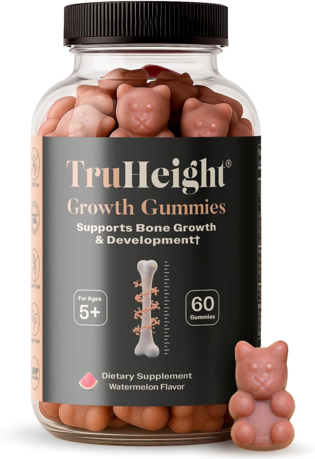 TruHeight Growth Gummies (Watermelon) - Natural Growth Supplement for Children & Teenagers with Vitamin D, K, Calcium & Ashwagandha - görsel 1