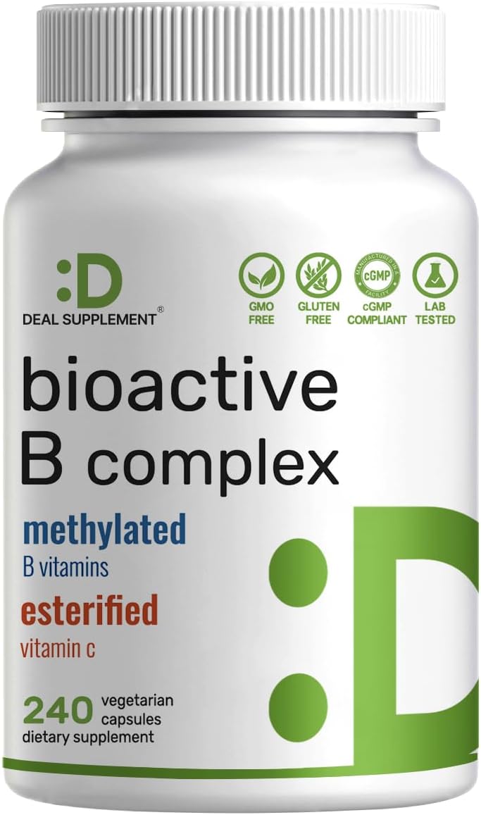 Bioactive Vitamin B Complex with Methylated B Vitamins & Vitamin C - 240 Vegetable Capsules - görsel 1