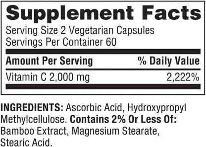 Spring Valley Ultra Strength Vitamin C Capsules - 2000 mg - 120 Capsules