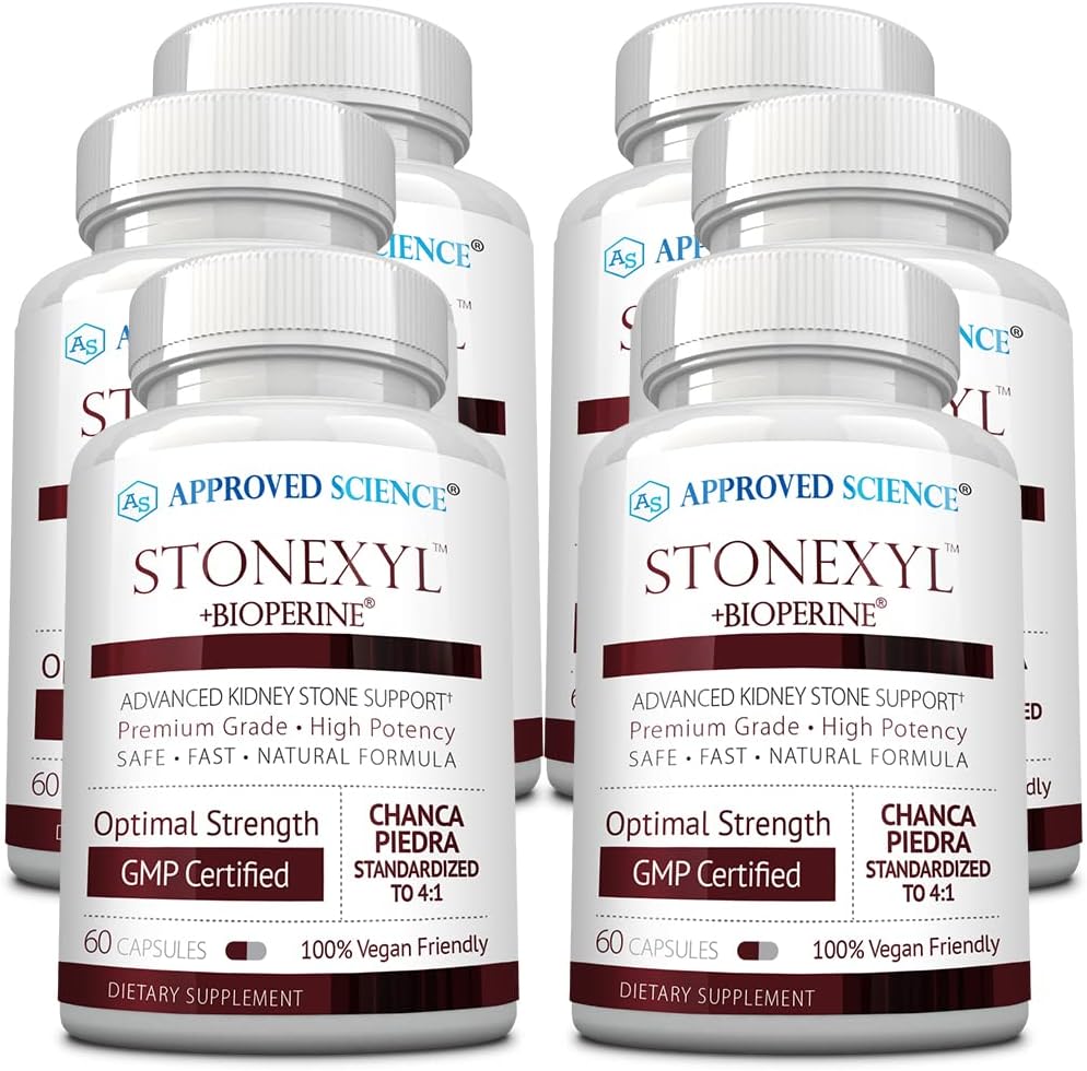 Approved Science Stonexyl - Herbal Support for Kidney Stones - 360 Capsules - Chanca Piedra - High Absorption - 6 Month Supply - Vegan - görsel 1
