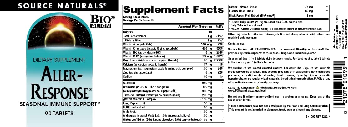 Source Naturals Aller-Response – Seasonal Immune Support – 90 Tablets - görsel 4