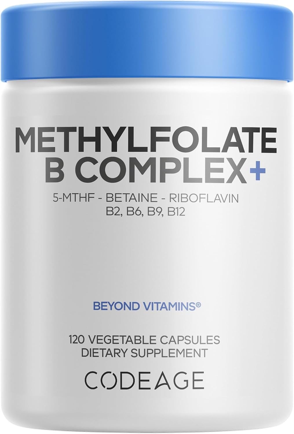 Codeage Methylfolate B Complex+ — Methylated B Vitamins with 5-MTHF, Methyl B12, Riboflavin and Betaine | 120 Capsules - görsel 1