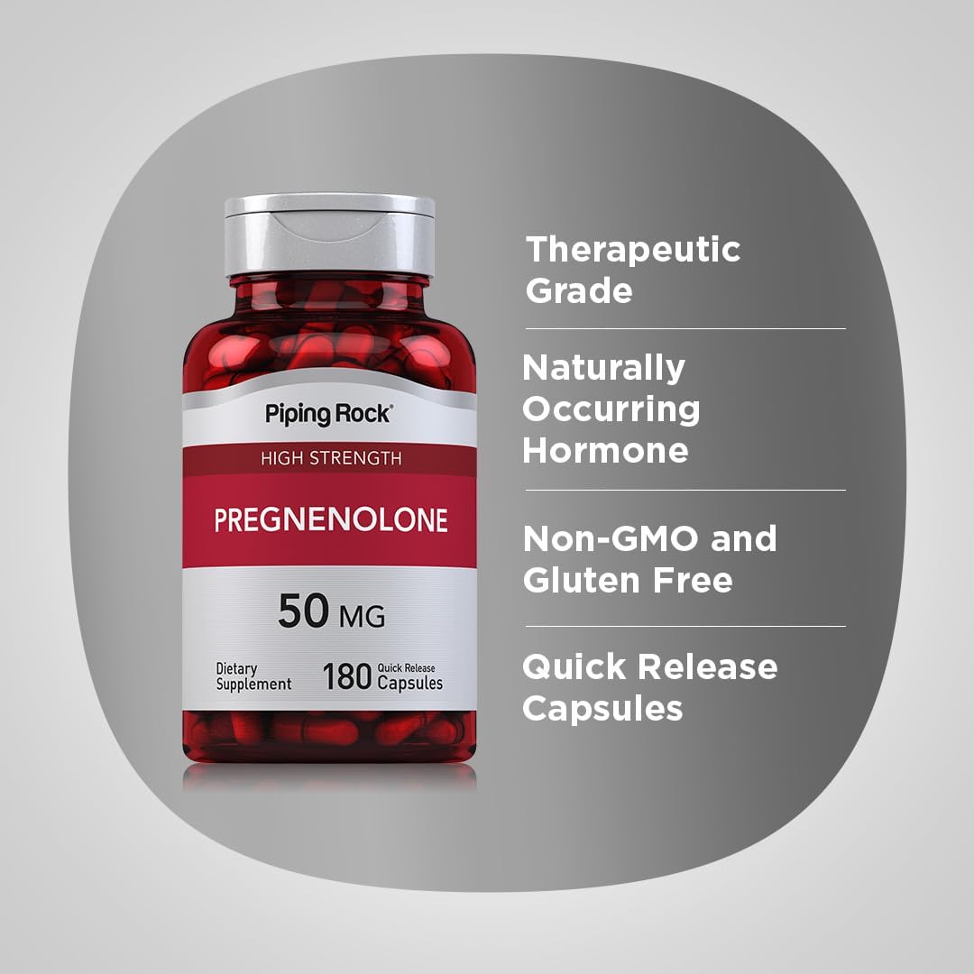 Piping Rock Pregnenolone 50 mg, 180 Capsules | Hormone Support Supplement - görsel 4