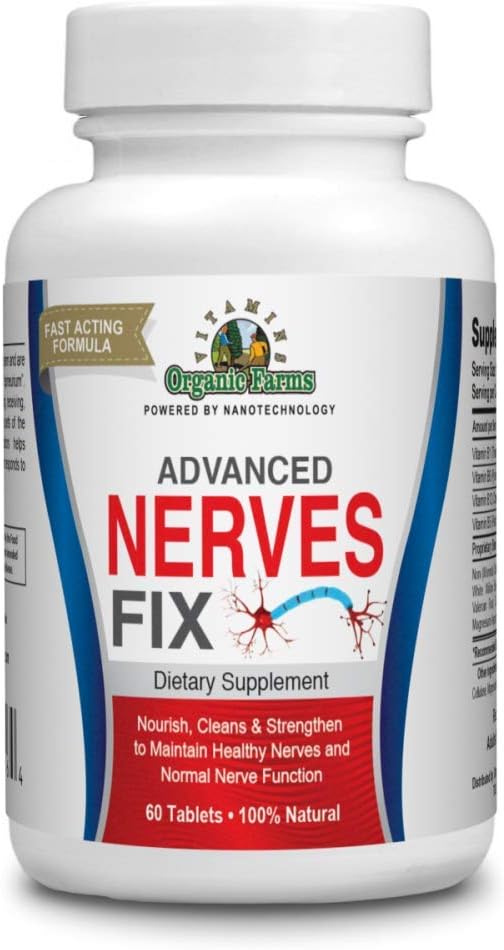 Organic Farms Vitamins Nerves Fix - 100% Natural Food Supplement for Nervous System Support - 60 Tablets - görsel 1