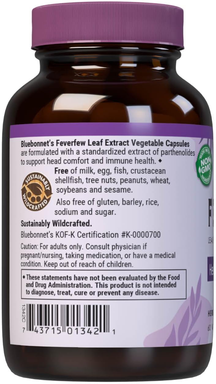 BlueBonnet Nutrition Feverfew Leaf Extract – Food Supplement for Head Comfort, 60 Vegetable Capsules - görsel 3