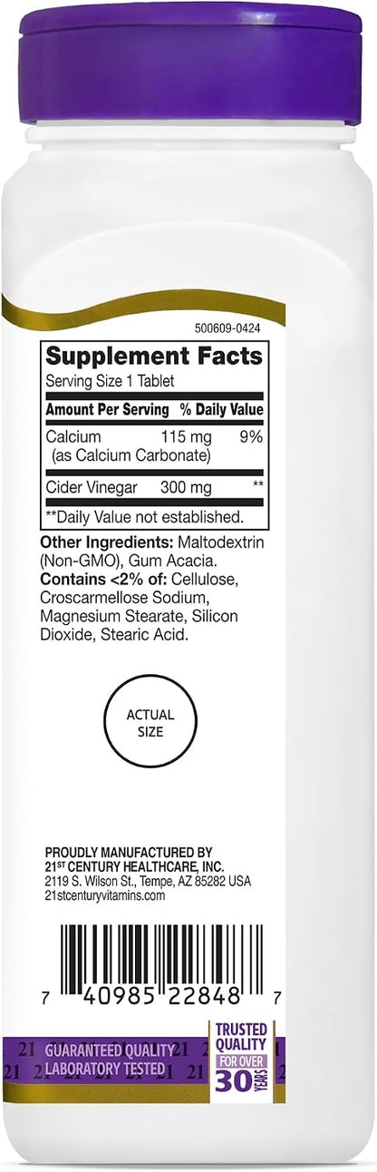 21st Century Apple Cider Vinegar 300mg Tablets, 250 Count