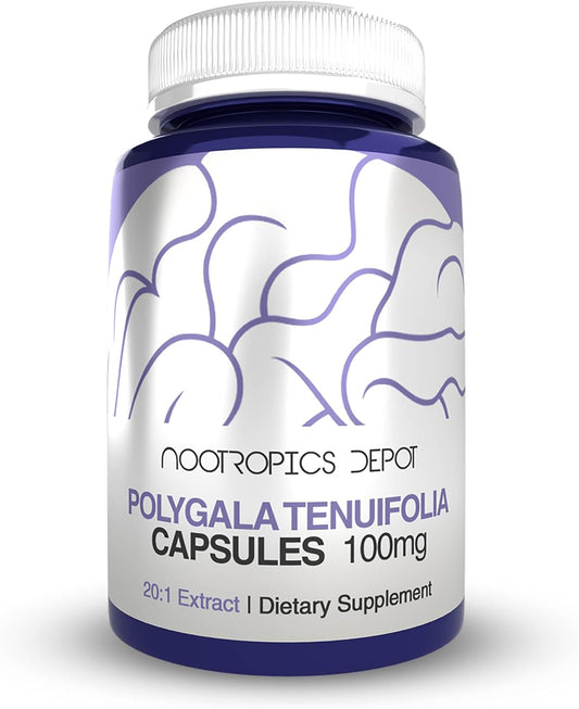 Nootropics Depot Polygala tenuifolia Capsules | 100mg | 180 Count | 20:1 Extract | Yuan Zhi | Traditionally Used for Cognitive Function, Learning and Memory | Supports Stress Adaptation | Adaptogenic Supplement