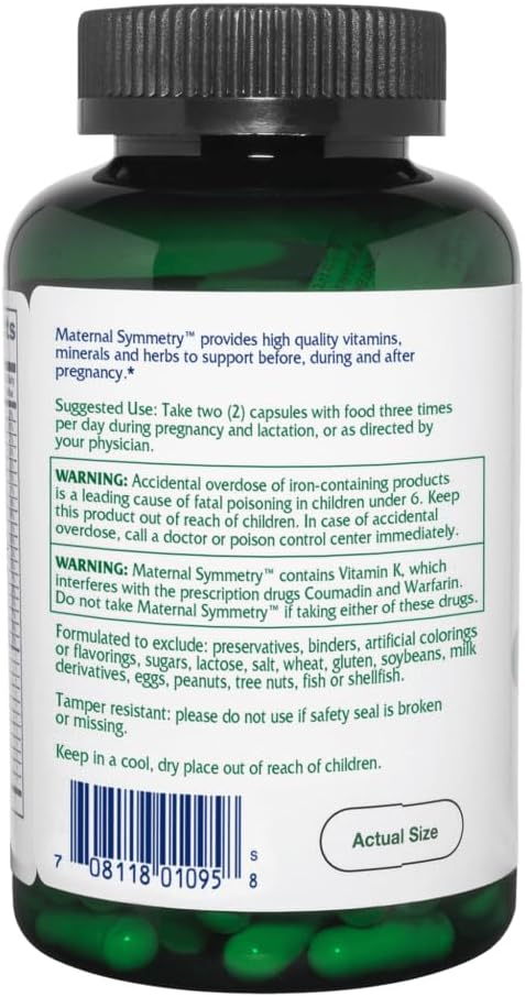 Vitanica Maternal Symmetry – Prenatal & Postnatal Multivitamin – Vegan & Vegetarian Friendly – 180 Capsules - görsel 3