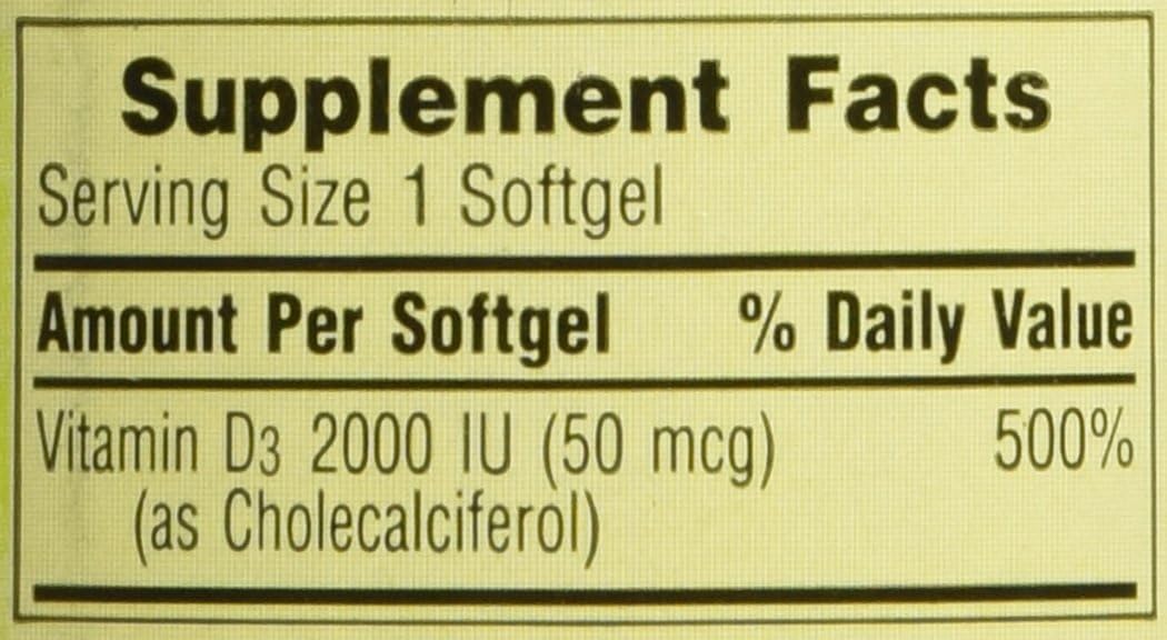 Spring Valley Vitamin D3 2000 IU Softgel Capsules, Twin Pack (400 Capsules Total) - görsel 3