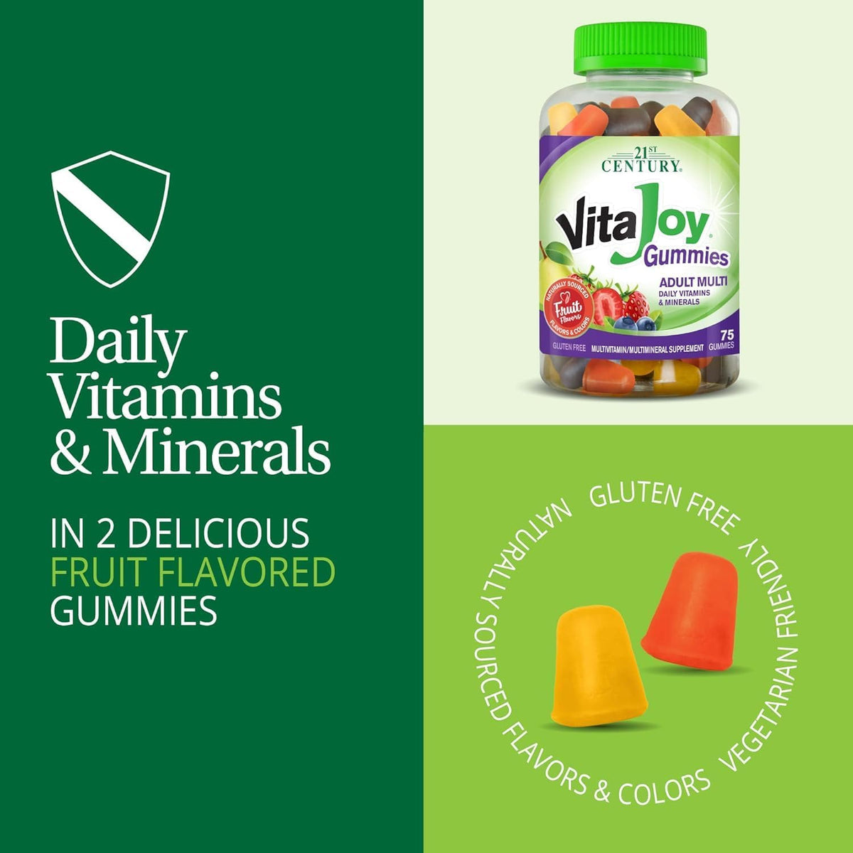 21st Century Vitajoy Multivitamin Gummies, Cherry & Strawberry, 120 Gummies - görsel 5