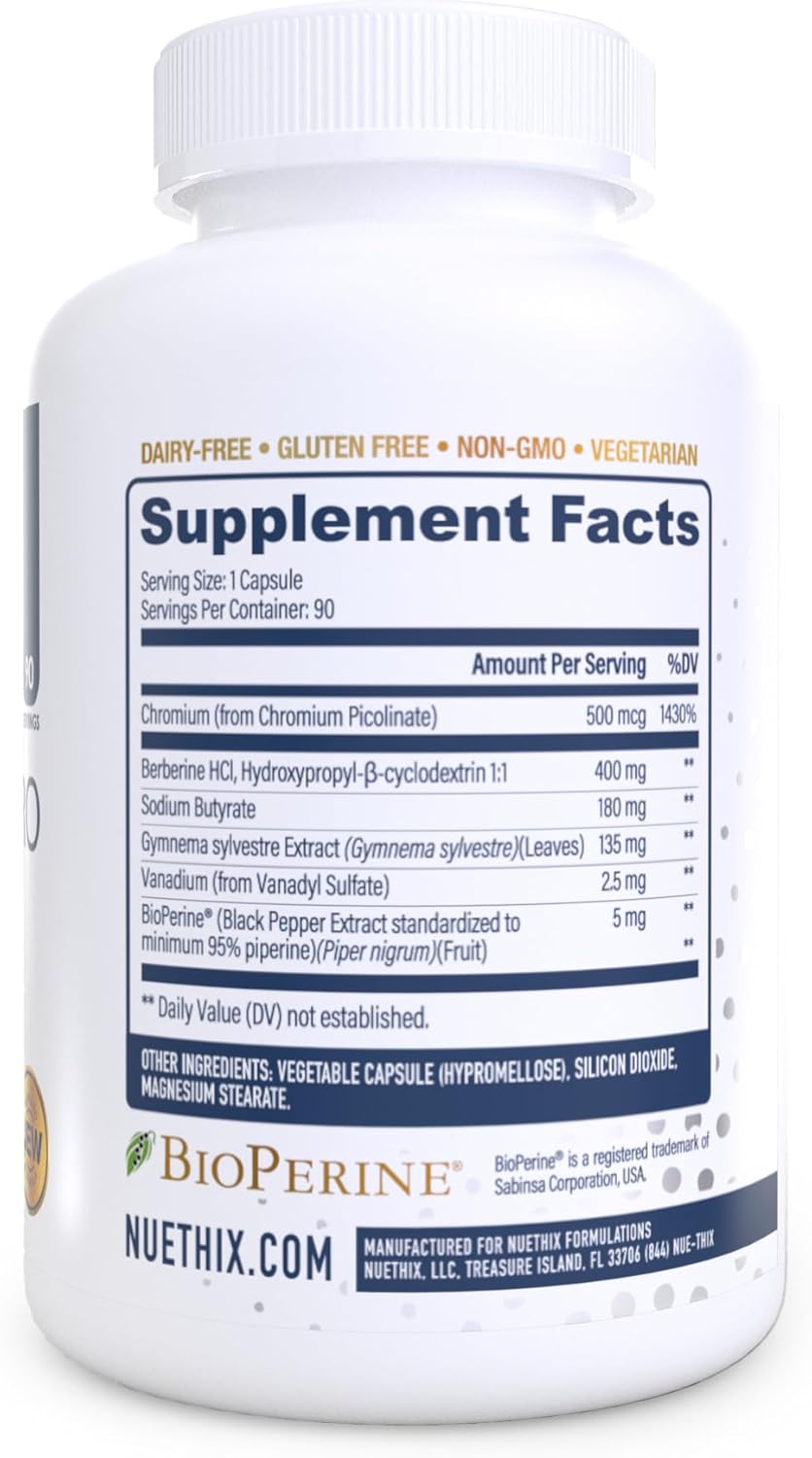 NuEthix Formulations GDA-MAX PRO - Double Berberine HCL Supplement for Glucose Metabolism and Weight Management - 90 Capsules - görsel 3