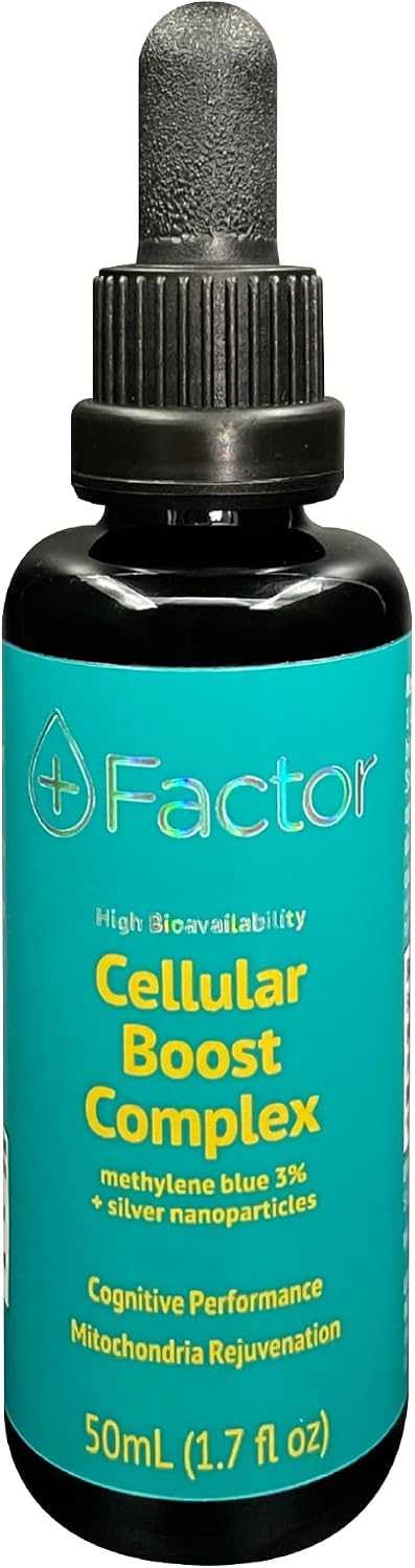 Plus Factor Cellular Boost Complex – 3% USP Grade Methylene Blue & Silver Nano Particles – Brain Focus & Improved Memory – Mitochondria Booster – Boost Oxygen – Produce More Energy - görsel 1
