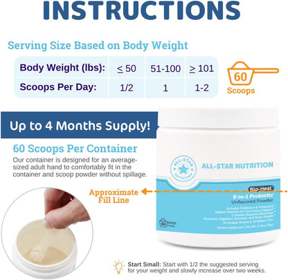 5-in-1 Bio-Heal® Probiotic for Kids, Men & Women (Powder) – Gut Health, Immune Support and Constipation Relief