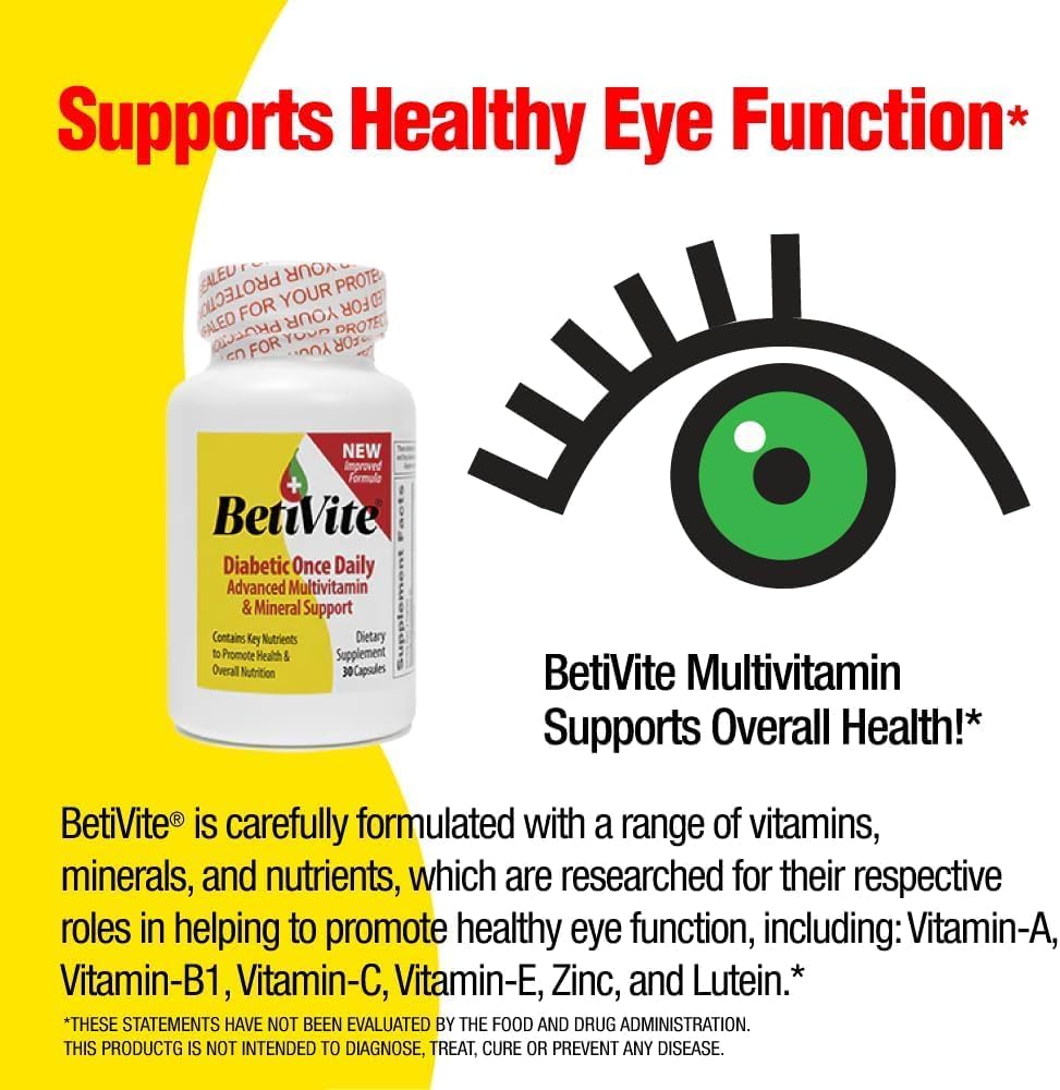 BetiVite Multivitamin: Supports Normal Nerve Function & Eye Health, with ALA, Lycopene and Lutein, 30 Day Supply – Image 2