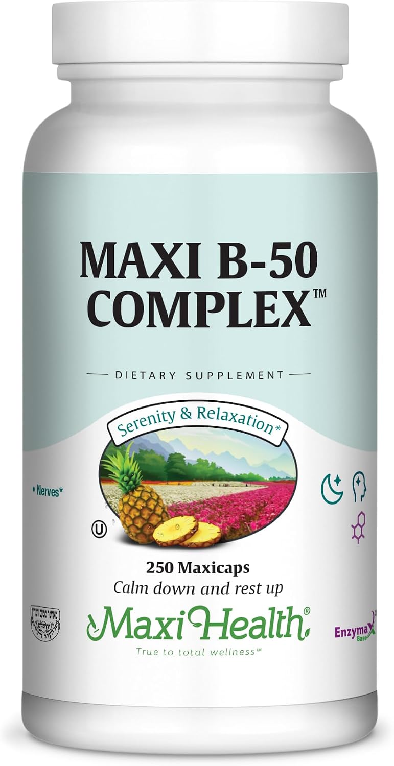 Maxi Health Stress Relief Vitamin B Complex - Vegan, Gluten & Soya Free, 250 Count - görsel 1