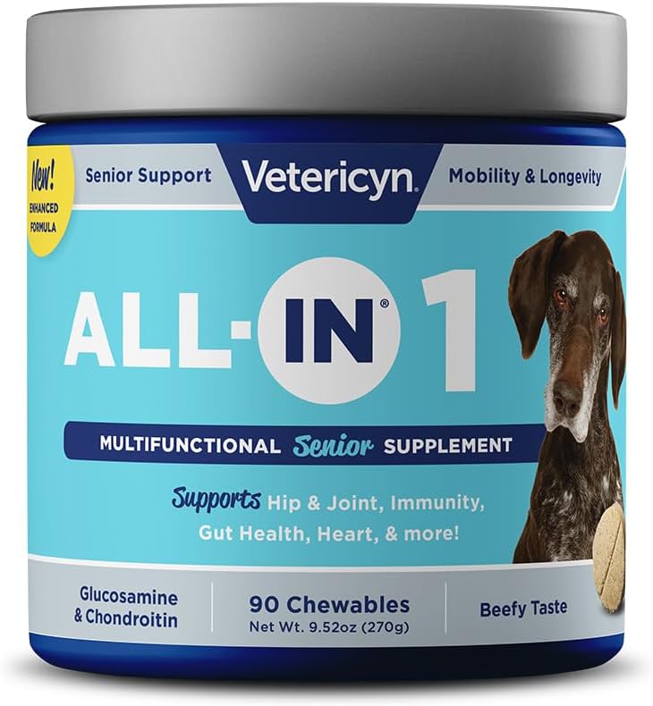 Vetericyn All-in-1 Multifunctional Senior Dog Supplement – Digestive Enzymes, Glucosamine Chondroitin, Probiotics, Omega-3 & More – 90 Count - görsel 1