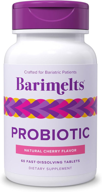 BariMelts Probiotic, 5 Billion CFU – 60 Fast-Dissolving Tablets (2-Month Supply) – Sugar-Free Probiotics for Women, Post-Bariatric Gut Health, Natural Cherry Flavour