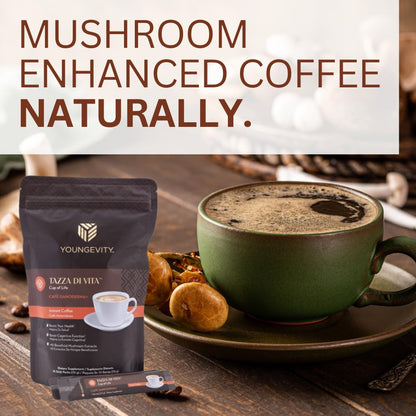 Youngevity Tazza Di Vita Café Ganoderma Coffee – 30 Stick Packs (Pack of 3)