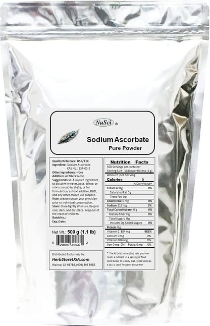 NuSci Sodium Ascorbate Pure Powder 1000g (2.2lb) – Buffered Vitamin C