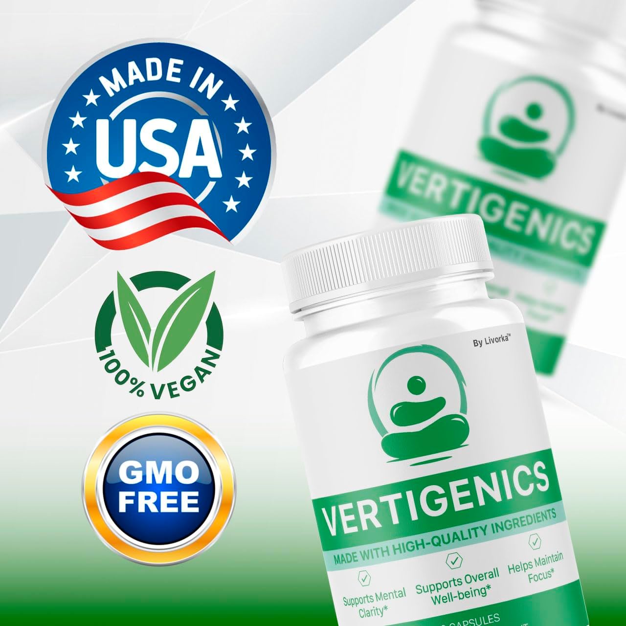 Vertigenics Advanced Formula Brain Health Support Capsules (2-Pack, 120 Capsules) - görsel 2