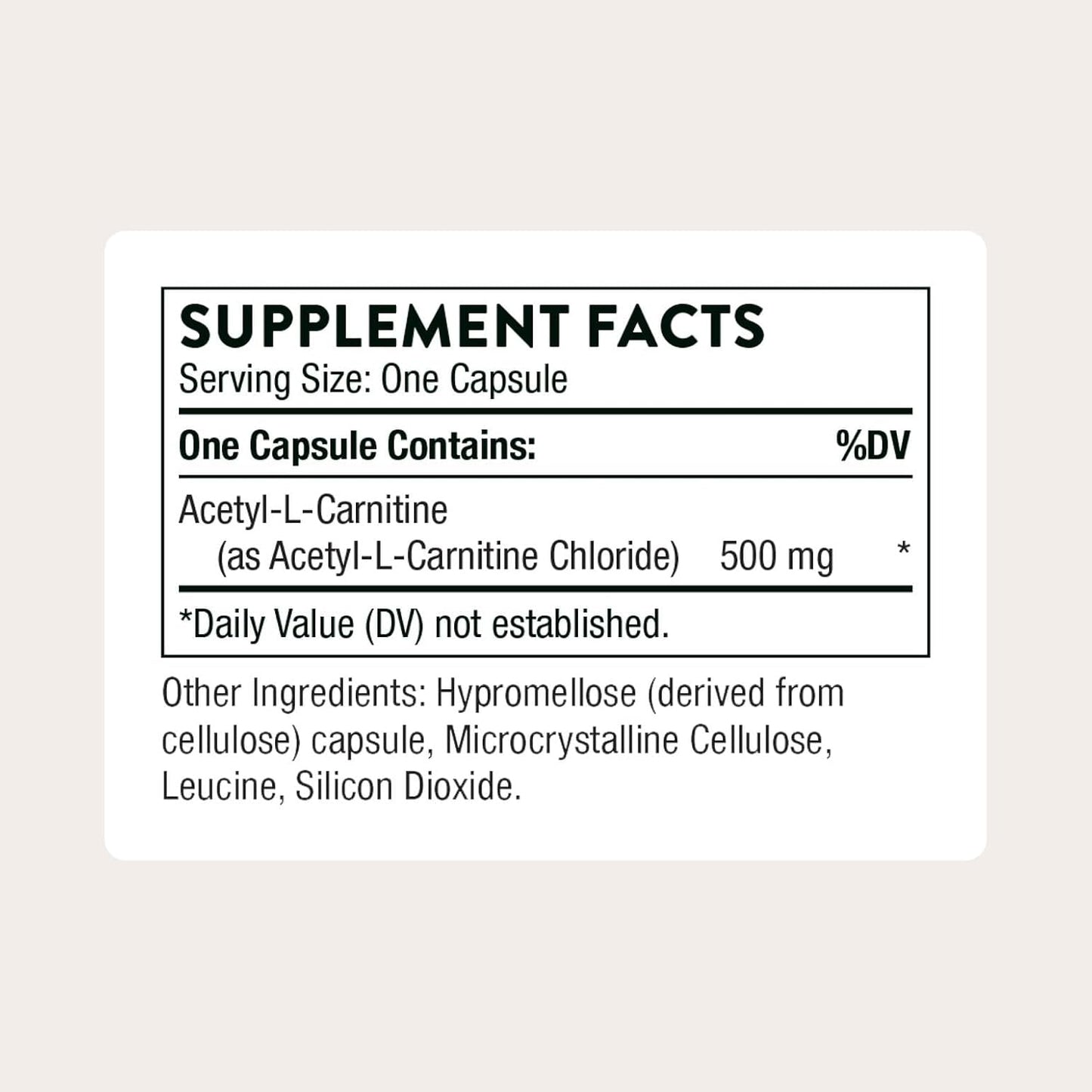 THORNE Acetyl-L-Carnitine - 500 mg - 60 Capsules - görsel 2