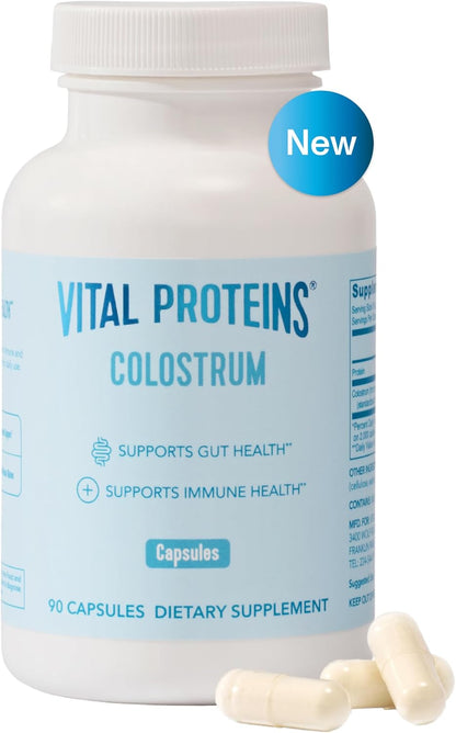 Vital Proteins Bovine Colostrum Food Supplement 90 Capsules for Digestive Health and Immune Support with 40% IgG