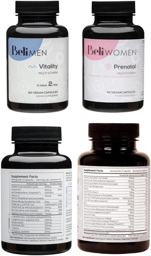 Beli Bundle for Couples - Prenatal Multivitamin Preconception Fertility Support, Enhanced Sperm Health and Count for Men, Supports Egg Quality and Fertility for Women, 150 Capsules 30-Day Supply - görsel 2