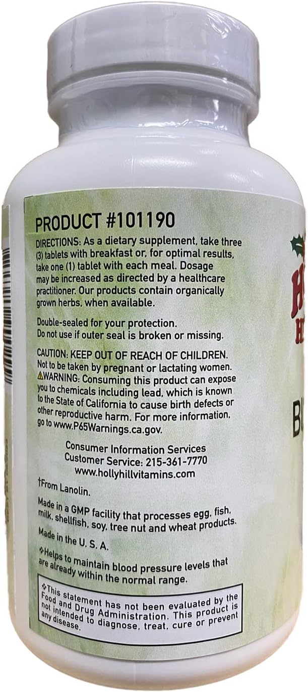 Holly Hill Health Foods Blood Pressure Formula, 90 Vegetarian Tablets - görsel 3