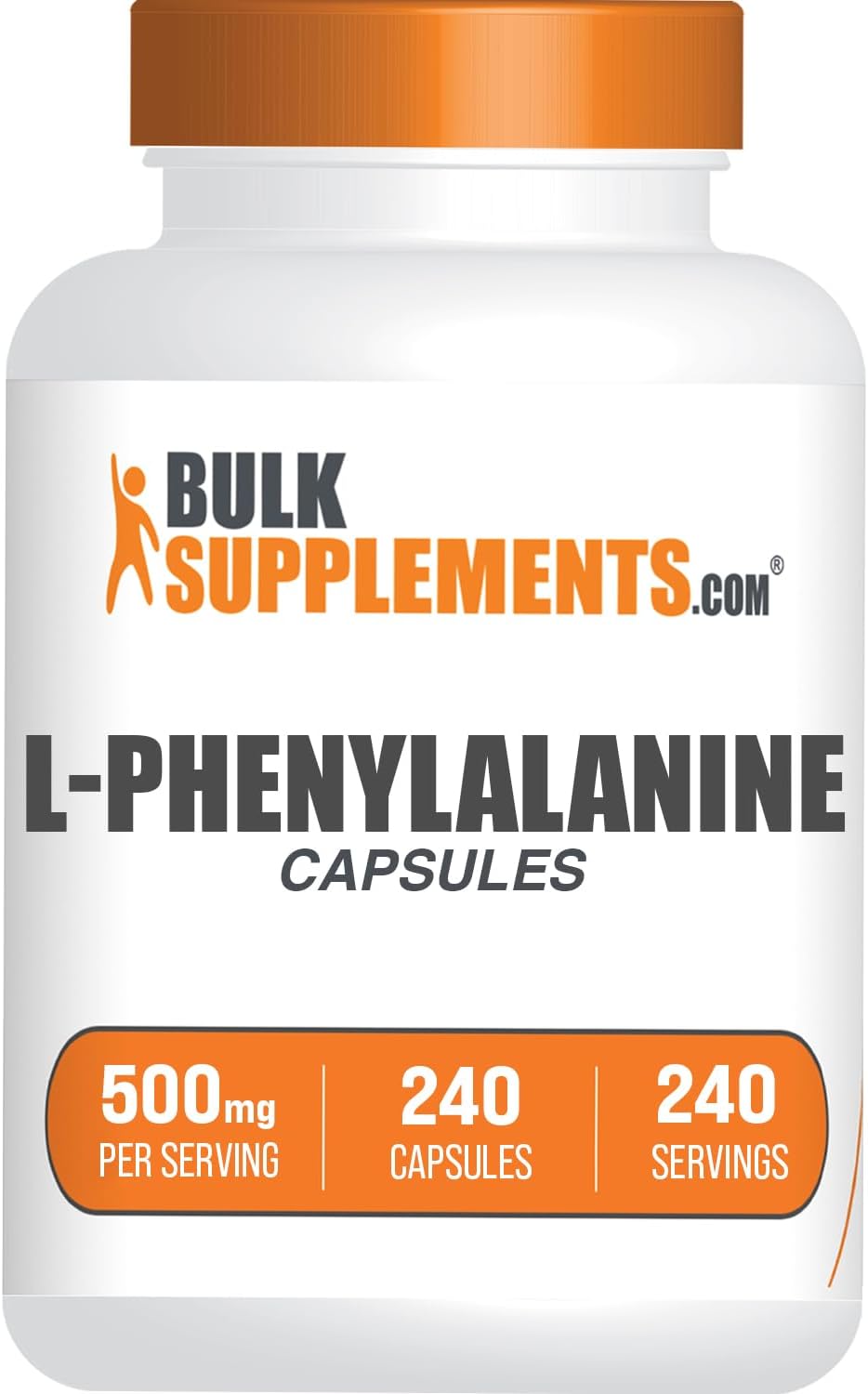 L-Phenylalanine 500mg Capsules - 240 Capsules by BulkSupplements.com - görsel 1