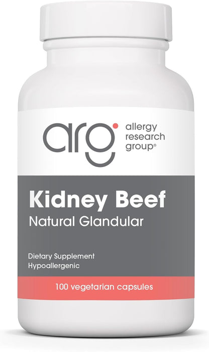 Allergy Research Group ARG Kidney Beef – Kidney Glandular Supplement – Freeze-Dried Organ Extract – Renal & Fluid Balance Support – Lyophilised Formula – Hypoallergenic – 100 Capsules (50 Servings)