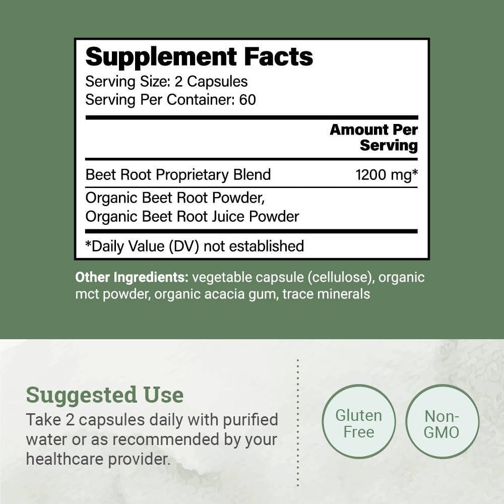 Earth Harmony Naturals Organic Beetroot Capsules - 1200 mg Beetroot Powder & Juice Blend, 120 Capsules - görsel 3